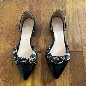 J.Crew Black and Leopard Flats